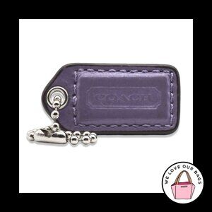 1.5" Small COACH Purple Smooth Leather Nickel Fob Bag Charm Keychain Hang Tag